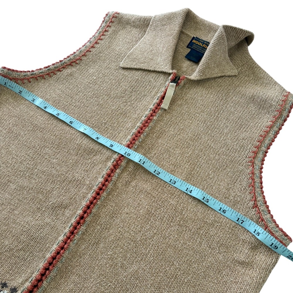 VTG Woolrich Womens Knit Full Zip Fair Isle Sweater Vest M Cabincore Cottage - Picture 8 of 9